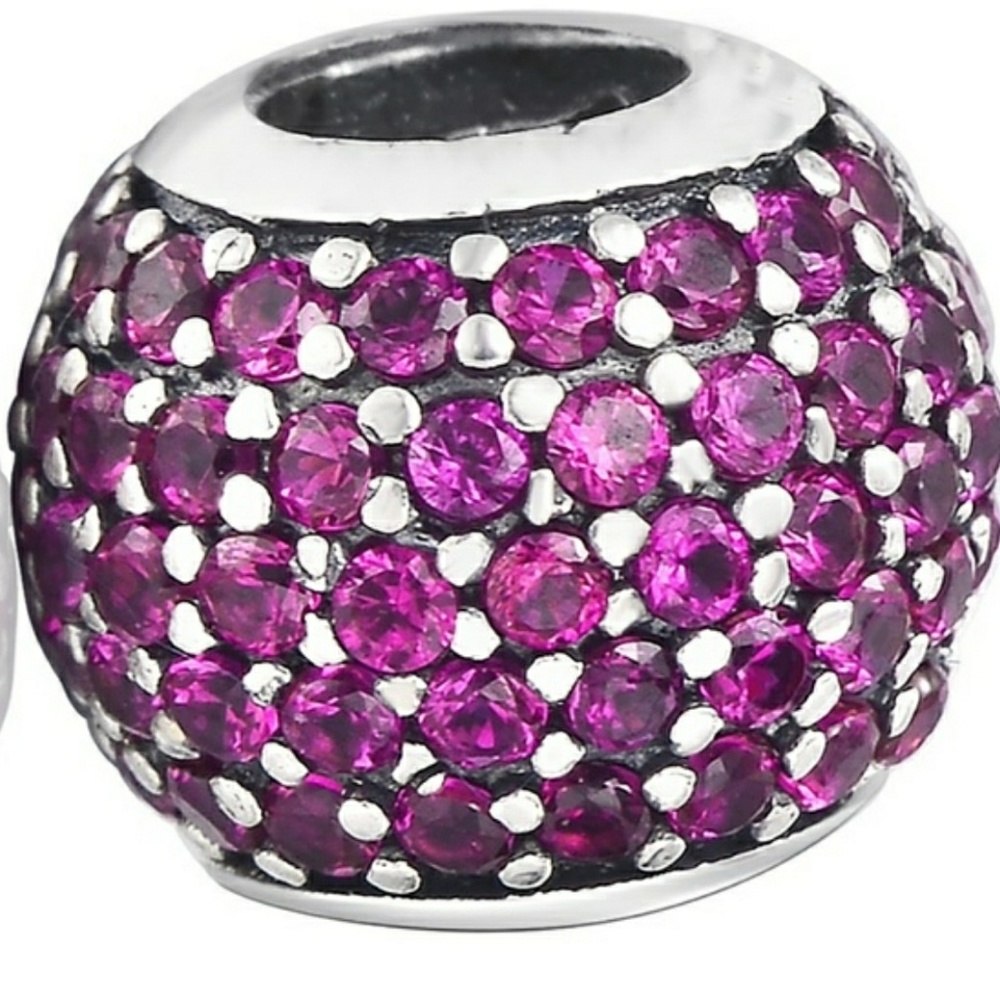 Cyber Monday special. Rose red pave charm bead. - Picture 3 of 4